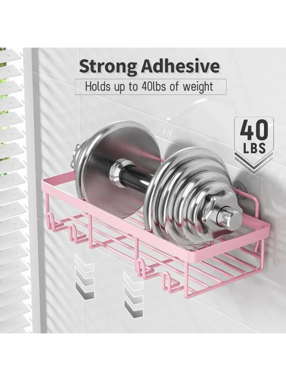 New 5 Pack Pink Adhesive Shower Caddy Organizer Rack Stainless Steel Shelf Set